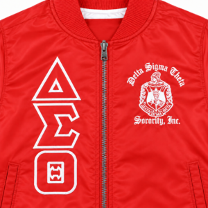 delta sigma theta women’s red embroidered bomber jacket (2)
