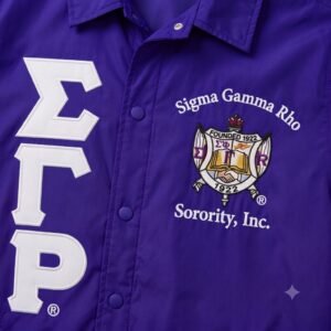 purple collar embroidery details